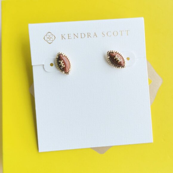 Kendra Scott Jewelry - Kendra Scott Football Gold Orange Goldstone Stud Earrings fashion